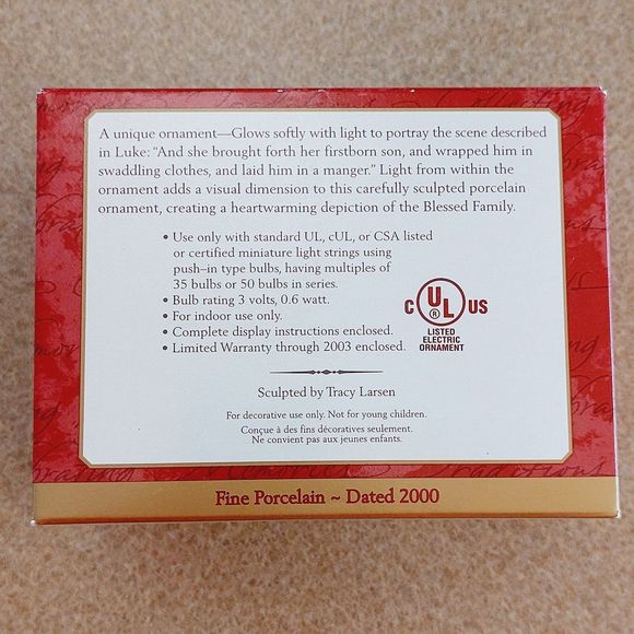 Hallmark Ornament The Blessed Family Vintage 2000 Keepsake Porcelain Lighted - Picture 8 of 9